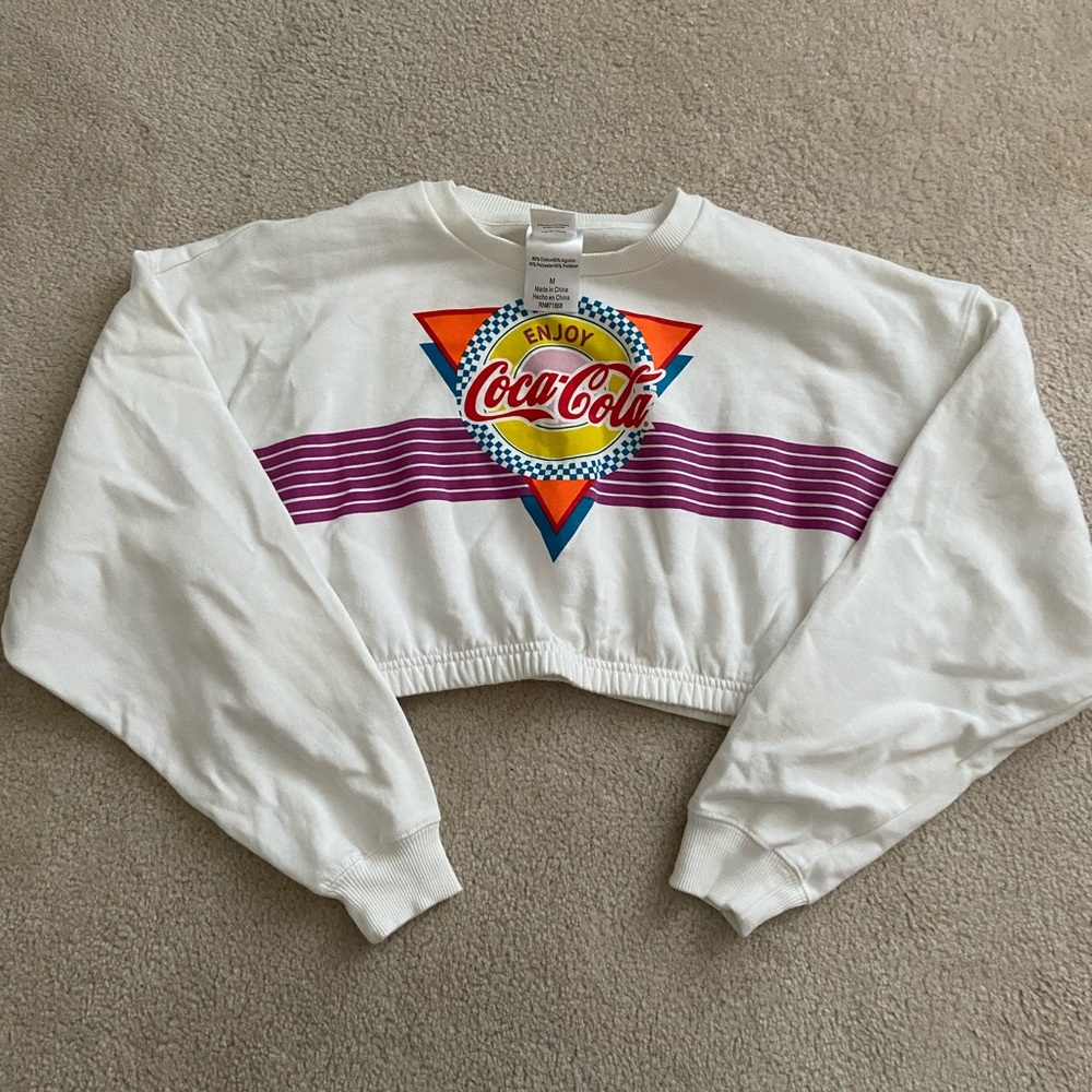 White Cropped Coca-Cola Sweatshirt